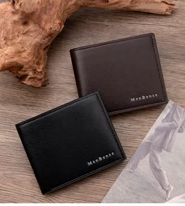Macro view of premium brushed texture business wallets in black and dark brown finish