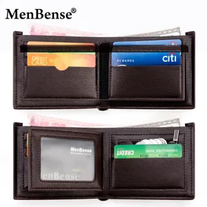 Professional brushed texture men's tri-fold wallet with multi-card slots and coin pocket.