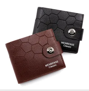 Herren-Bifold-Geldbörsen mit hexagonalem Steinmuster und sicherem Druckknopfverschluss