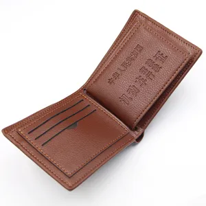 Classic men's short bifold leather wallet featuring dedicated driver's license holder compartment