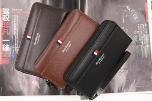 Gedetailleerd overzicht van heren business clutch portefeuilles in drie kleuren