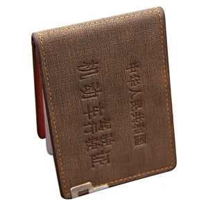 Brown textured leather driving license cover with multi-slot business card holder