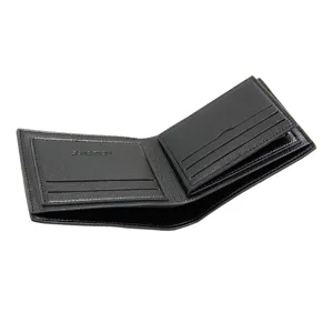 Klassische schwarze Herren-Brieftasche aus genarbtem Leder mit mehreren Kartenfächern