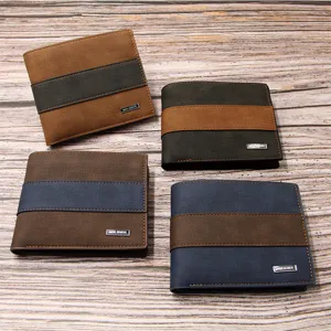 Cartera Corta Retro para Hombre de Cuero PU Esmerilado Múltiples Ranuras para Tarjetas Gran Capacidad Tríptica Casual Moda Clip de Dinero Masculino