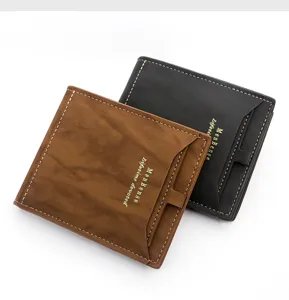 MenBense slim men's wallets in brown and black leather finishes with external card slots
