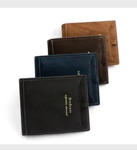 Variety of MenBense short wallets in four classic colors featuring multiple card slots.