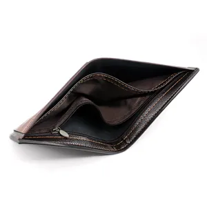 Vintage brown PU leather short wallet for men featuring multi-card slots and coin pouch