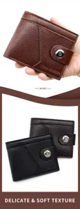 Modische Herren-Bifold-Geldbörse mit Magnetverschluss und weicher Ledertextur