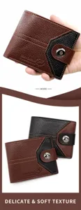 Detailansicht der Herren-Brieftasche mit Magnetverschluss und genarbter Ledertextur