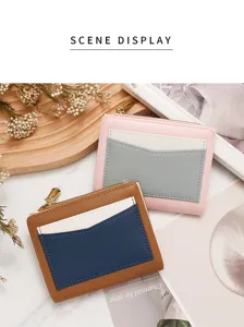Stylish color-block slim wallets with multi-slot card holders and zipper closure