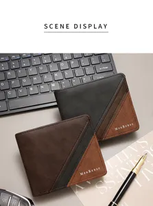 Eleganti portafogli da uomo bicolore in pelle con il logo del marchio MenBense stampato