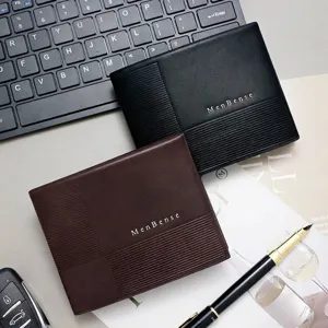 Minimalist Men Business Short Wallet PU Leather Tri-fold Horizontal Purse With Multi Card Slots Cash Folder Male Gift