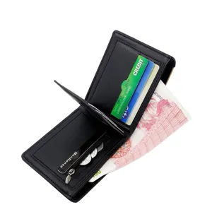 Portafoglio uomo minimalista in pelle a tre ante con tasca portamonete e porta carte