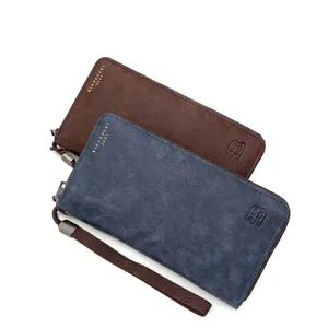 Heren Vintage Lange Portemonnee Grote Capaciteit PU Leer Clutch Tas Met B Letter Logo Multi-Kaartsleuf Rits Handtas Telefoon Tas