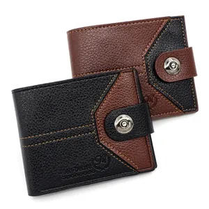 Herren PU Leder Kurze Geldbörse Spleißen Design Multi-Kartensteckplatz Geldclip Magnetverschluss Für Den Täglichen Gebrauch Klassischer Stil