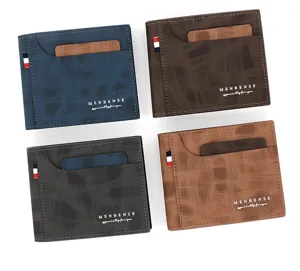 Carteras cortas de cuero para hombre con ranuras para tarjetas en cuatro colores