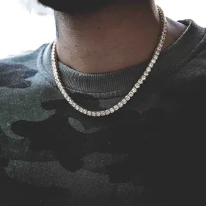 Hip Hop Single Row Sparkling Rhinestone Tennis Necklace Fashion Unisex Jewelry Main View
