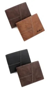 Multi-color Menbense vintage faux leather bifold wallets for men with contrast stitching.