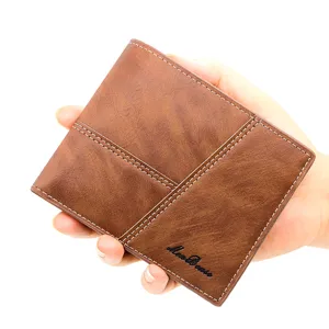 Men's Casual Short Bifold Wallet PU Leather Business Horizontal Card Holder Purse Large Capacity Coin Pocket Wallet