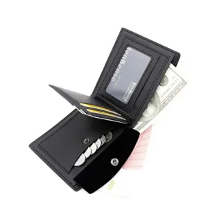 Premium black leather bifold wallet for men with multi-card slots and secure coin pocket