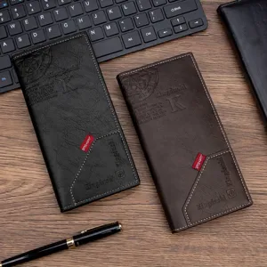 Retro PU Leather Long Wallet For Men Large Capacity Multi-Card Slots Business Clutch Purse Embossed Letter Fashion Money Bag