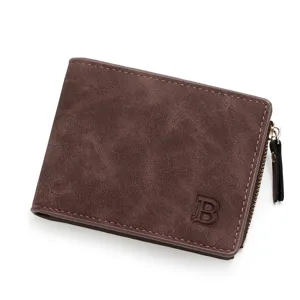 Cartera de hombre marrón esmerilada con bolsillo para monedas