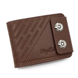 Klassische braune Herren-Brieftasche mit doppeltem Magnetverschluss und Prägung