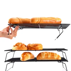 Rejilla de Enfriamiento Triple Capa Apilable Antiadherente Plegable Metal para Pan Pasteles Red de Enfriamiento Malla de Alambre Herramienta de Cocina