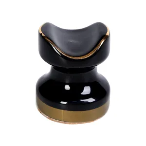 Elegant portable ceramic cigar stand holder with creative black and gold glossy finish