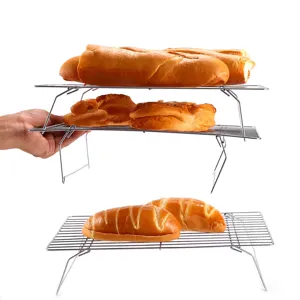 Rejilla de enfriamiento plegable de tres niveles en acero para pan y pasteles