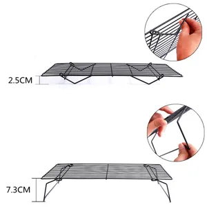 Rejilla de enfriamiento negra ajustable de metal, patas plegables 2,5 cm a 7,3 cm