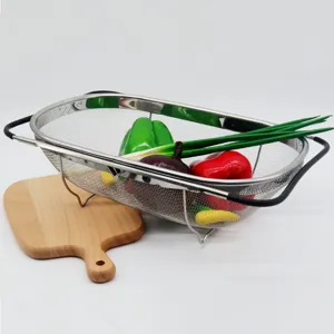 Passoire Rétractable en Acier Inoxydable Égouttoir d'Évier Panier de Lavage de Légumes Tamis au-dessus de l'Évier Organisateur de Cuisine