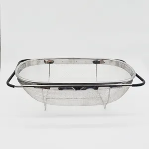 Passoire de cuisine extensible en acier inoxydable pour laver les légumes et la vaisselle