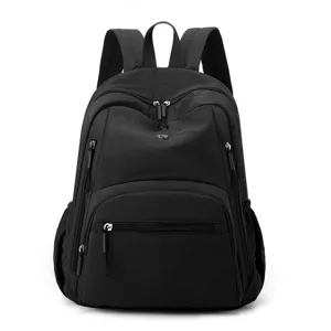 Sac à dos en nylon imperméable léger et durable en noir classique pour l'école et voyage
