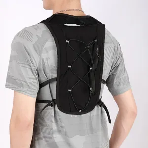 Chaleco táctico negro para correr funcional con tiras reflectantes y cordones ajustables