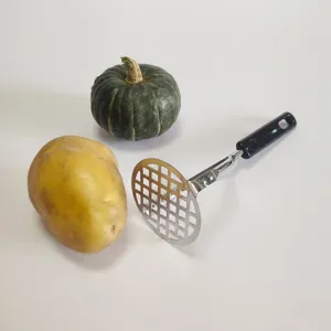 Stainless steel potato masher detail view kitchen cooking tool for easy food mashing