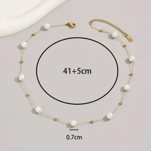 Elegante gouden ketting met parels van 0,7 cm en een verstelbare lengte van 41+5 cm