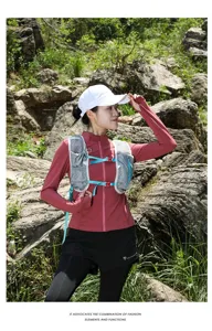 Professional hydration vest for trail running and outdoor hiking in natural landscape