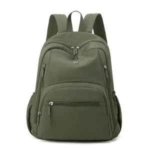 Sac à dos léger en nylon imperméable vert armée grande capacité pour l'école