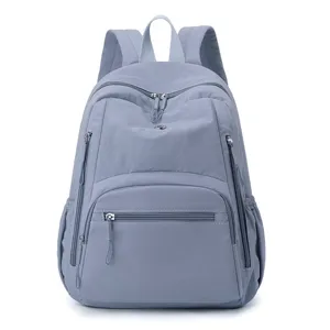 Sac à dos léger en nylon imperméable avec plusieurs poches de couleur lilas clair