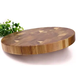 Tabla de cortar redonda de madera de acacia bloque de carnicero para cocina hogar