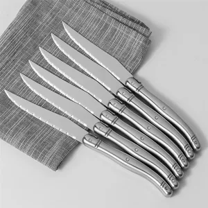 6er-Set hochwertige Steakmesser aus Edelstahl mit klassischem Hohlgriff für zu Hause