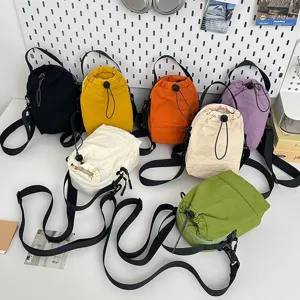 Minimalist Outdoor Lightweight Nylon Crossbody Bucket Bag Multi-functional Camping Phone Bag Water Repellent Shoulder Bag