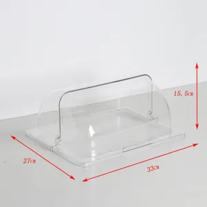 Seitenansicht der klaren Abdeckung mit Maßen 33 cm x 27 cm x 15,5 cm für Speisen