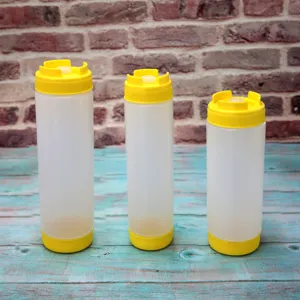 Bottiglia Spremibile a Doppia Estremità in Plastica LDPE Trasparente per Salse Ketchup Senape Maionese Dispenser da Cucina