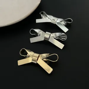 Minimalistische 3D Kupfer Schleife Haarklammer Entenschnabel Clip Damen Silber Gold Galvanisierte Schleifen Brosche Anstecknadel