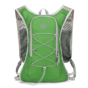 Professional green running hydration vest backpack for marathon, hiking and cycling