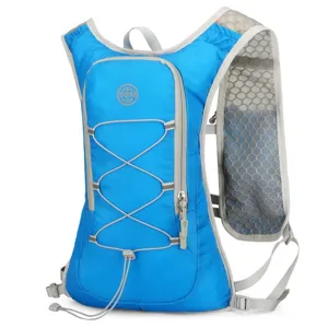 Blue lightweight running hydration vest backpack designed for marathon and outdoor hiking