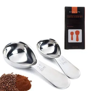 Stainless steel coffee scoop set with measurements 15ml 30ml baking measuring spoons