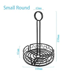 Black iron condiment rack dimensions: 166mm diameter and 238mm height with circular handle